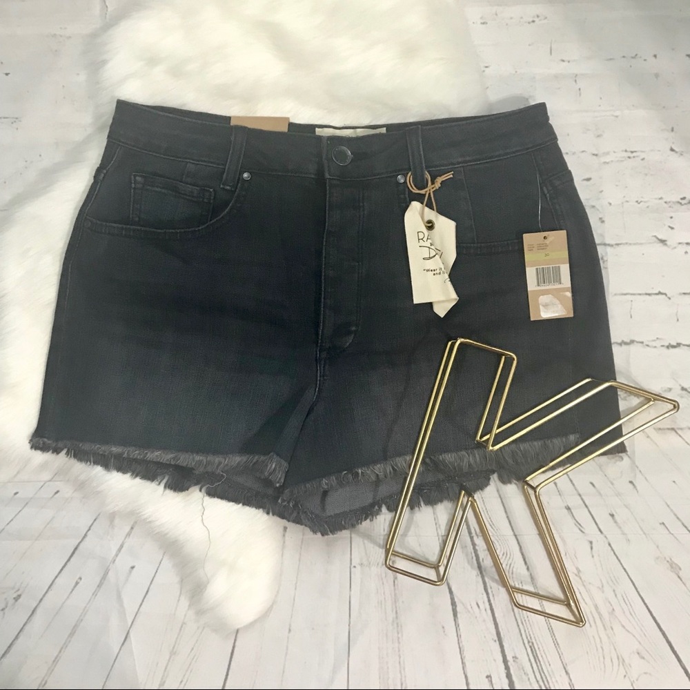 Rachel Roy Peekaboo High Rise Fray Hem Shorts 30 - Picture 2 of 6